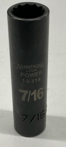 Armstrong 19-314 Thin-Wall 7/16" 12-Point Long Socket 3/8" Drive - 0