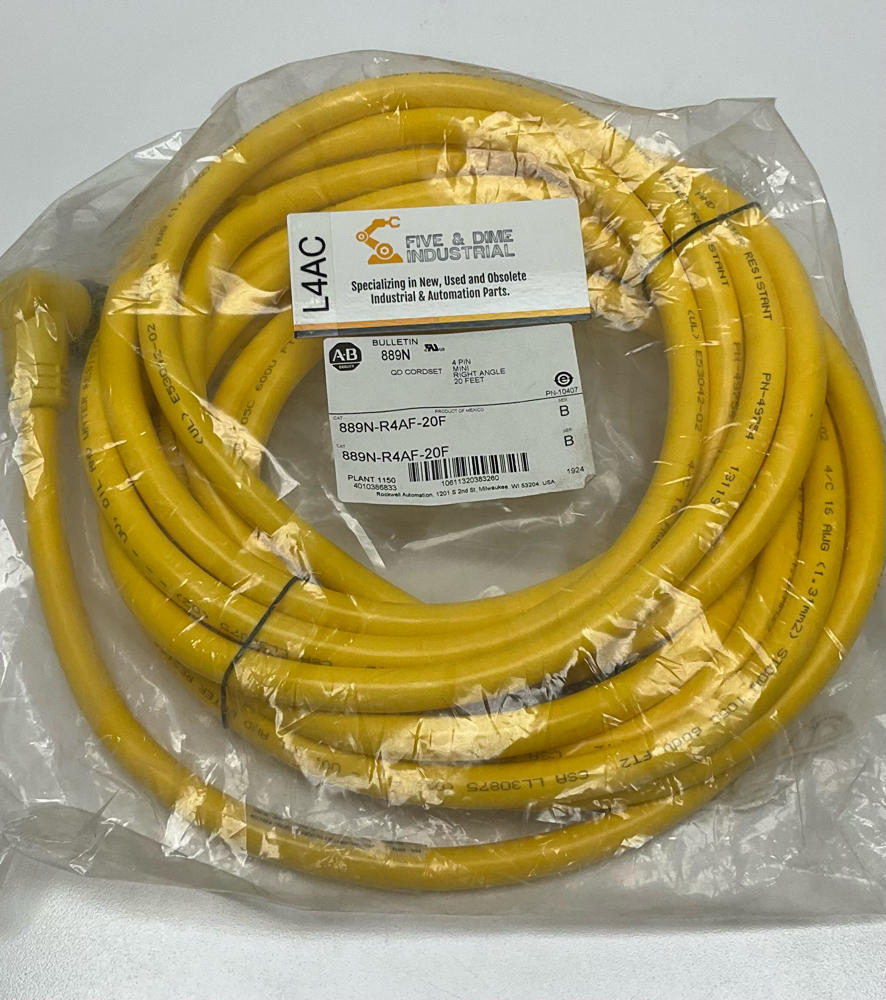 Allen Bradley 889N-R4AF-20F Female 90° 4-Pin Mini Single End 20 Ft. Cable - Like New