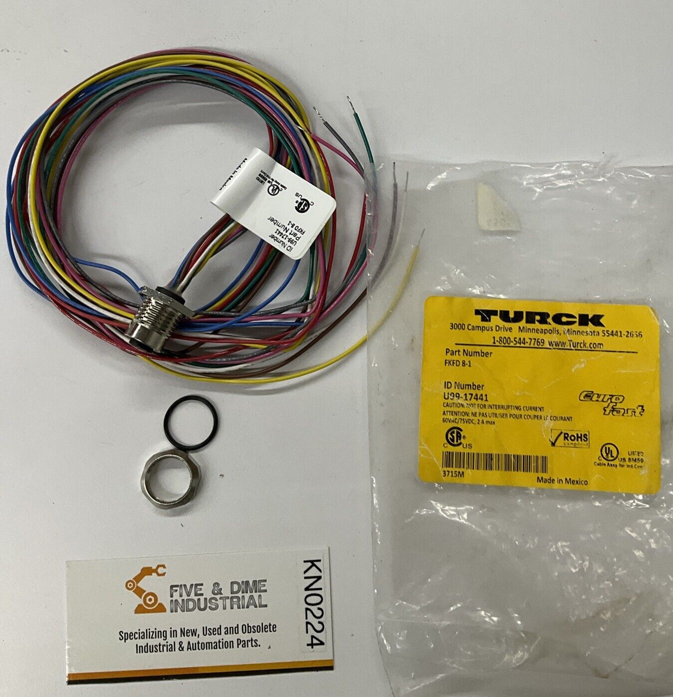 Turck FKFD-8-1 / U99-17441 1M 8-Wire m12 Female Receptacle (CL299)