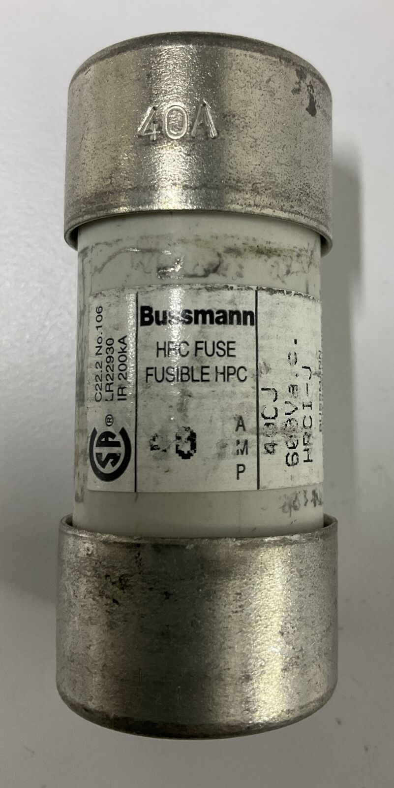 Bussman Hrc-40  40cj Fusible Hpc 600V 40A Fuse (CL282) - 0