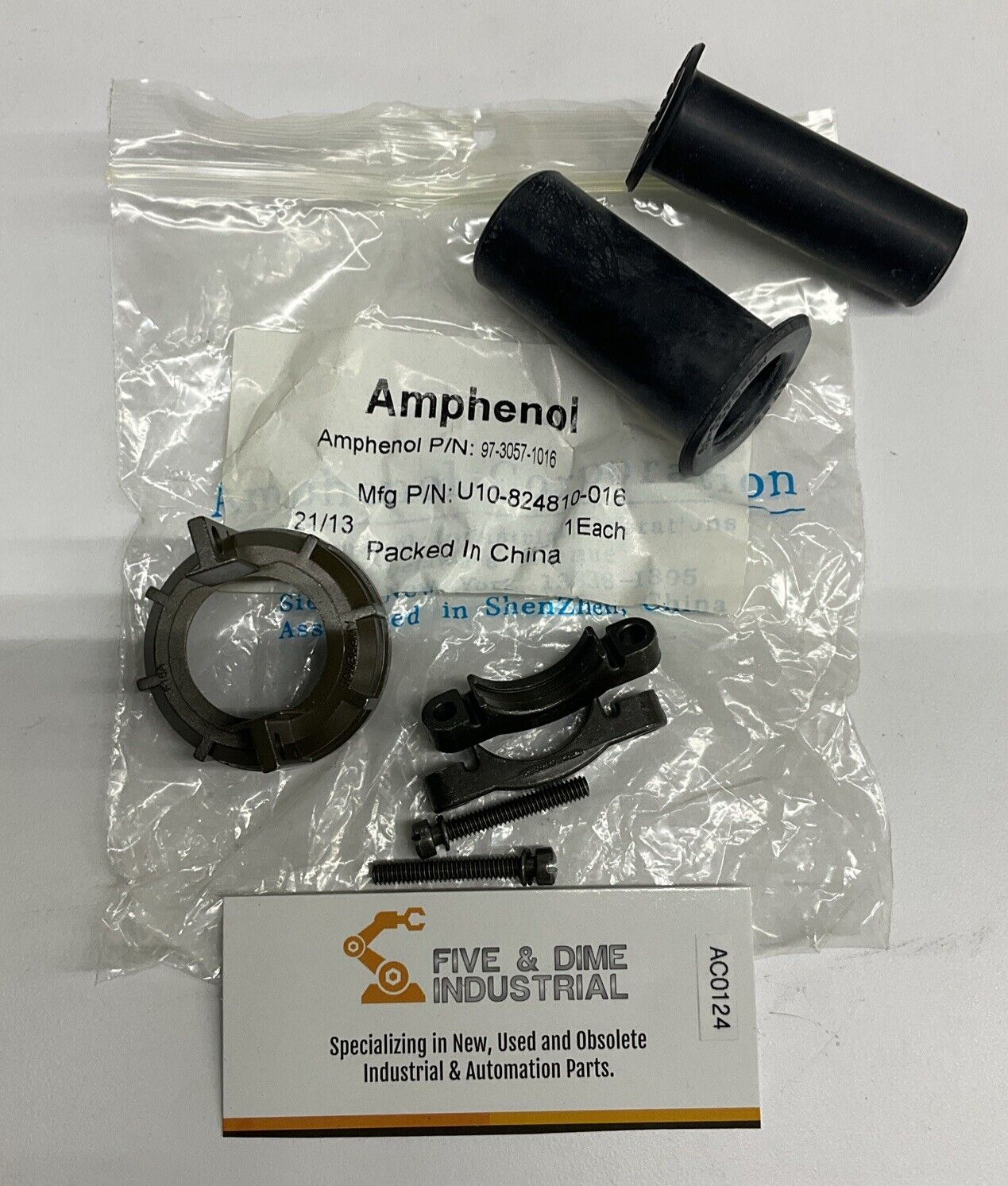 Amphenol 97-3057-1016-1 Cable Clamp w/ Rubber Bushing Size 24 28 (BK159)