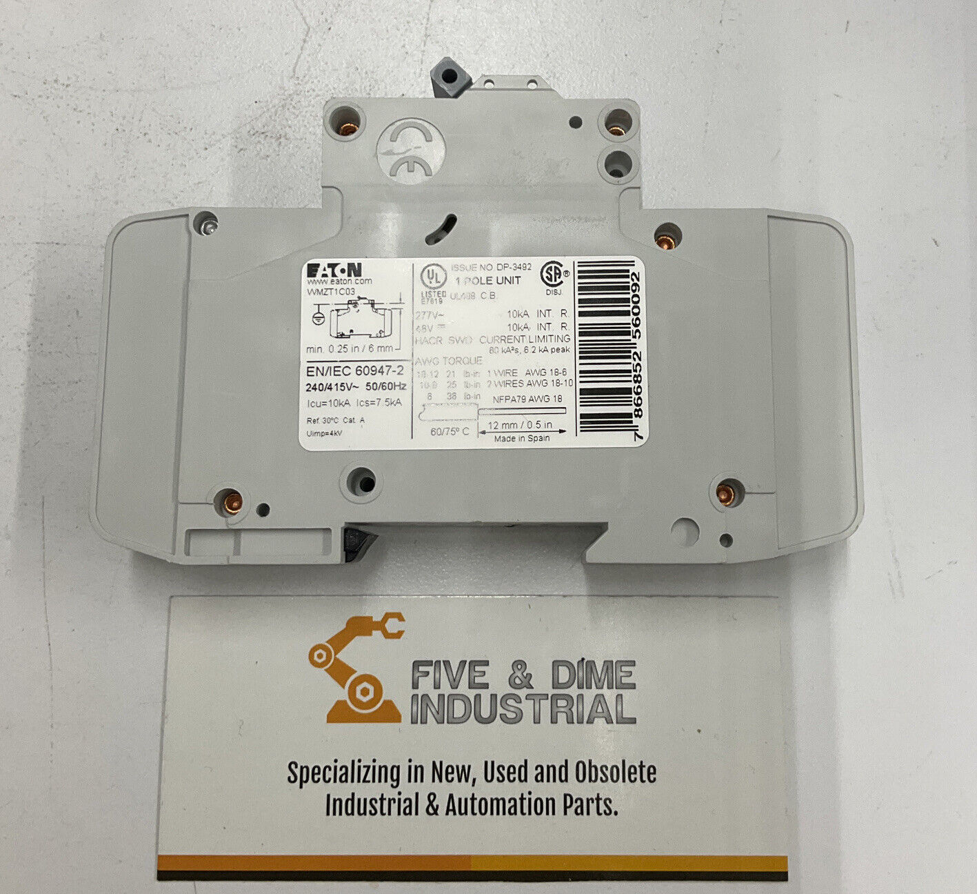 Eaton WMZT1C03 3A 10kA Type C SP UL489 BT New Circuit Breaker (RE108)