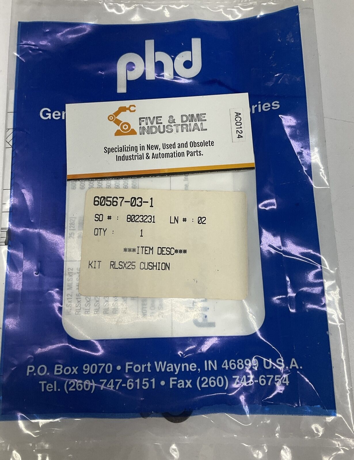 PHD 60567-03-1 RLSX25 Cushion Kit (CL276)