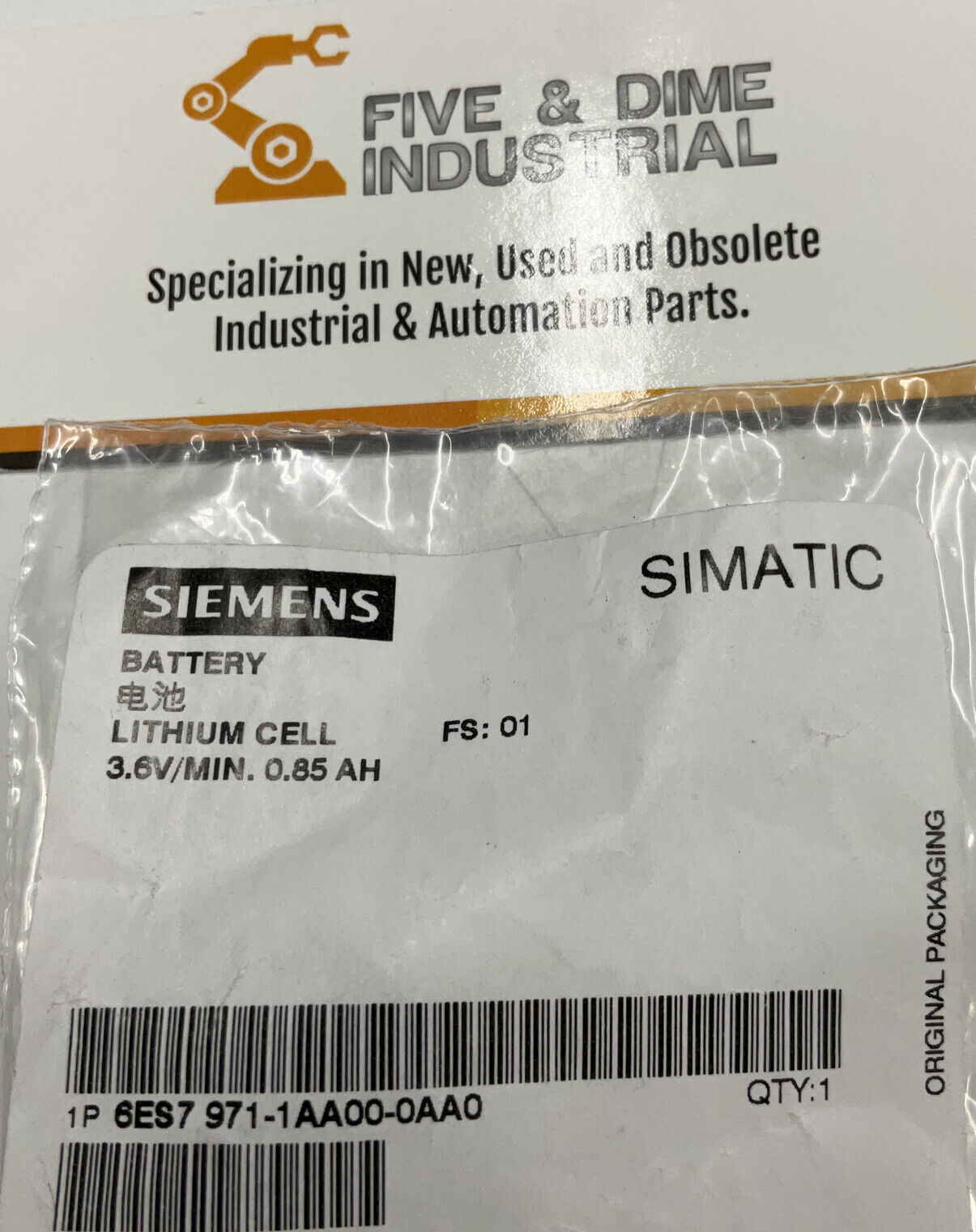 Siemens Simatic 6ES7 971-1AA00-0AAD Lithium Battery 3.6 V (CL148)