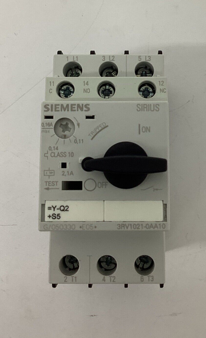 Siemens 3RV1021-0AA10 Motor Circuit Breaker 0.11-0.16 Amps (BK172)