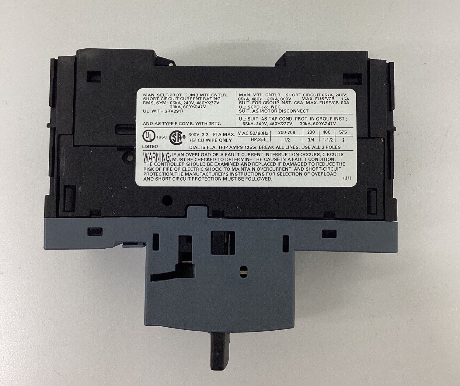 Siemens 3RV2011-1DA20  2.2-3.2A Circuit Breaker (BL282)