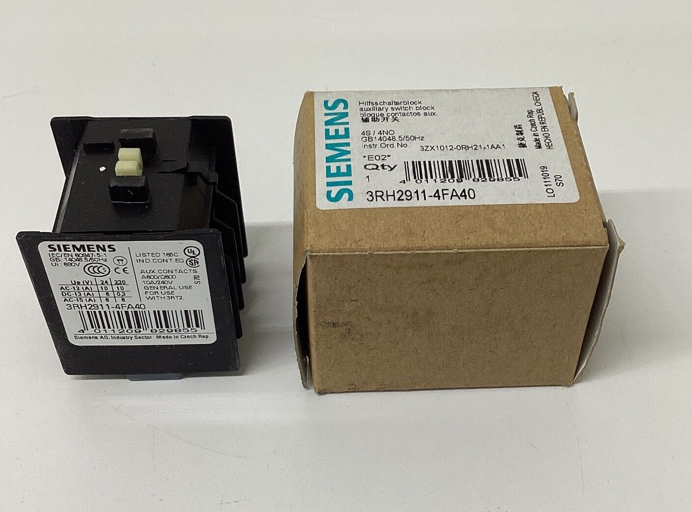 Siemens 3RH2911-4FA40 Auxiliary Contact Block 45/4NO (YE207)