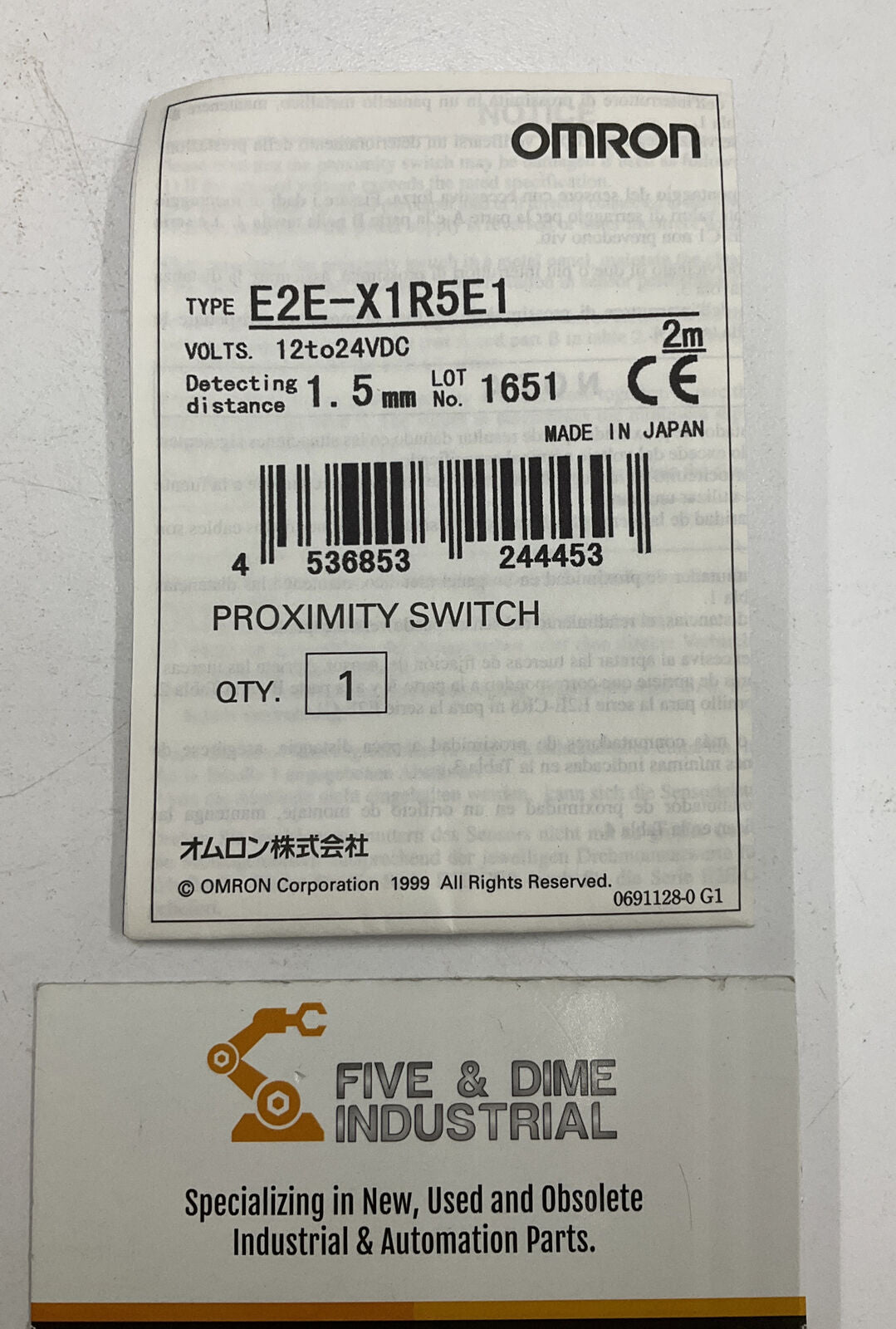 Omron E2E-X1R5E1 Proximity Sensor 12-24VDC (BL193)