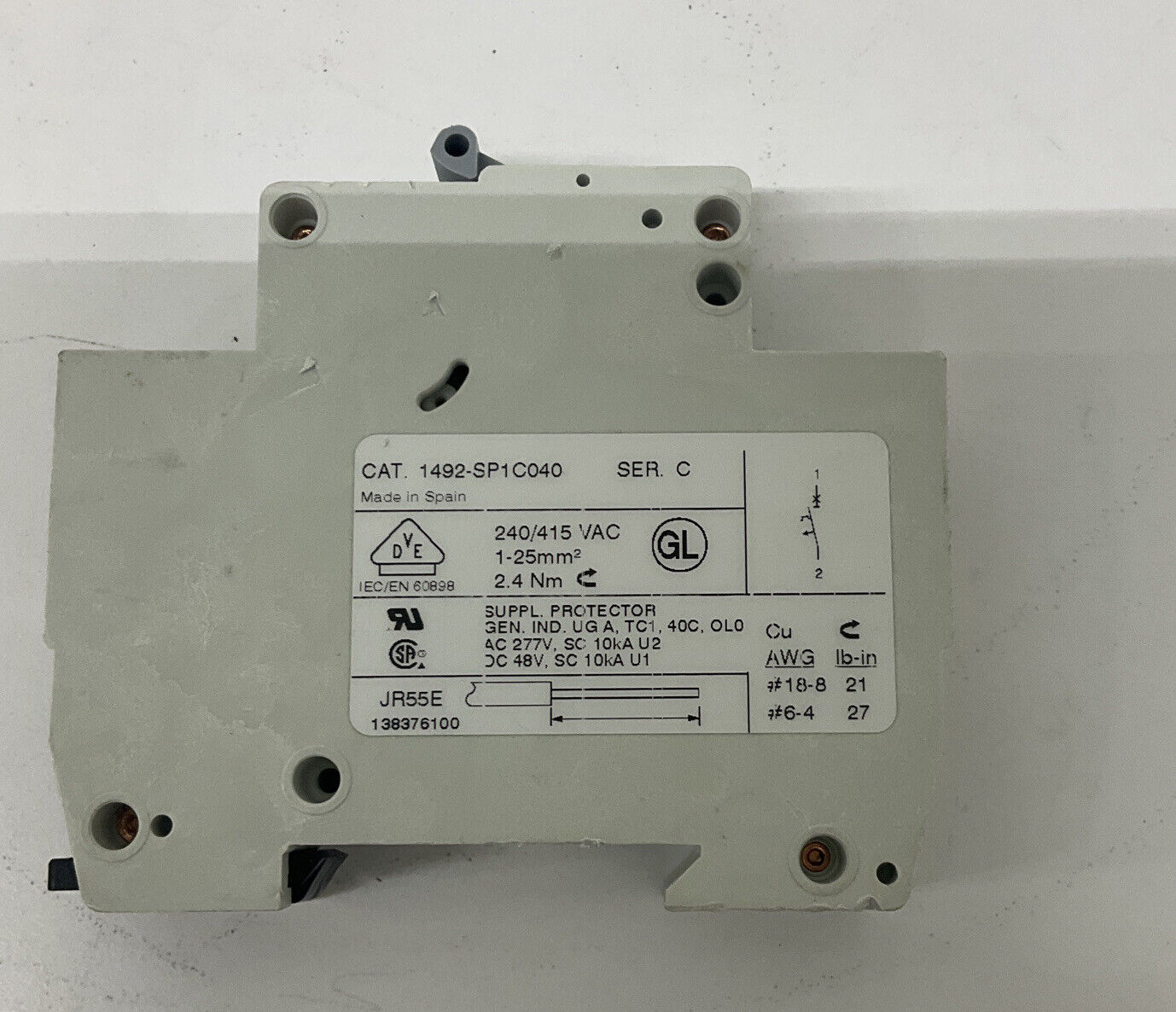 Allen Bradley 1492-SP1C040  4 Amp Circuit Breaker 240-415VAC (YE238) - 0