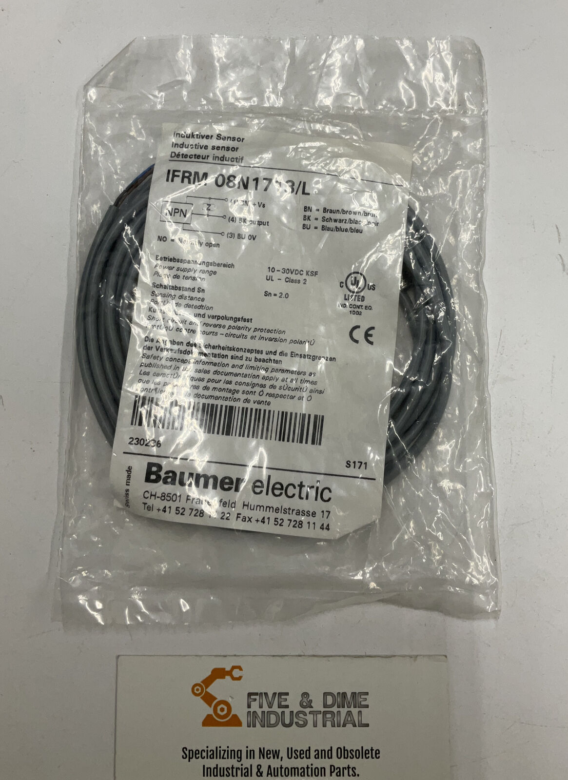 Baumer Electric IFRM-08N1713/L Inductive Sensor 10-30VDC (BL190)