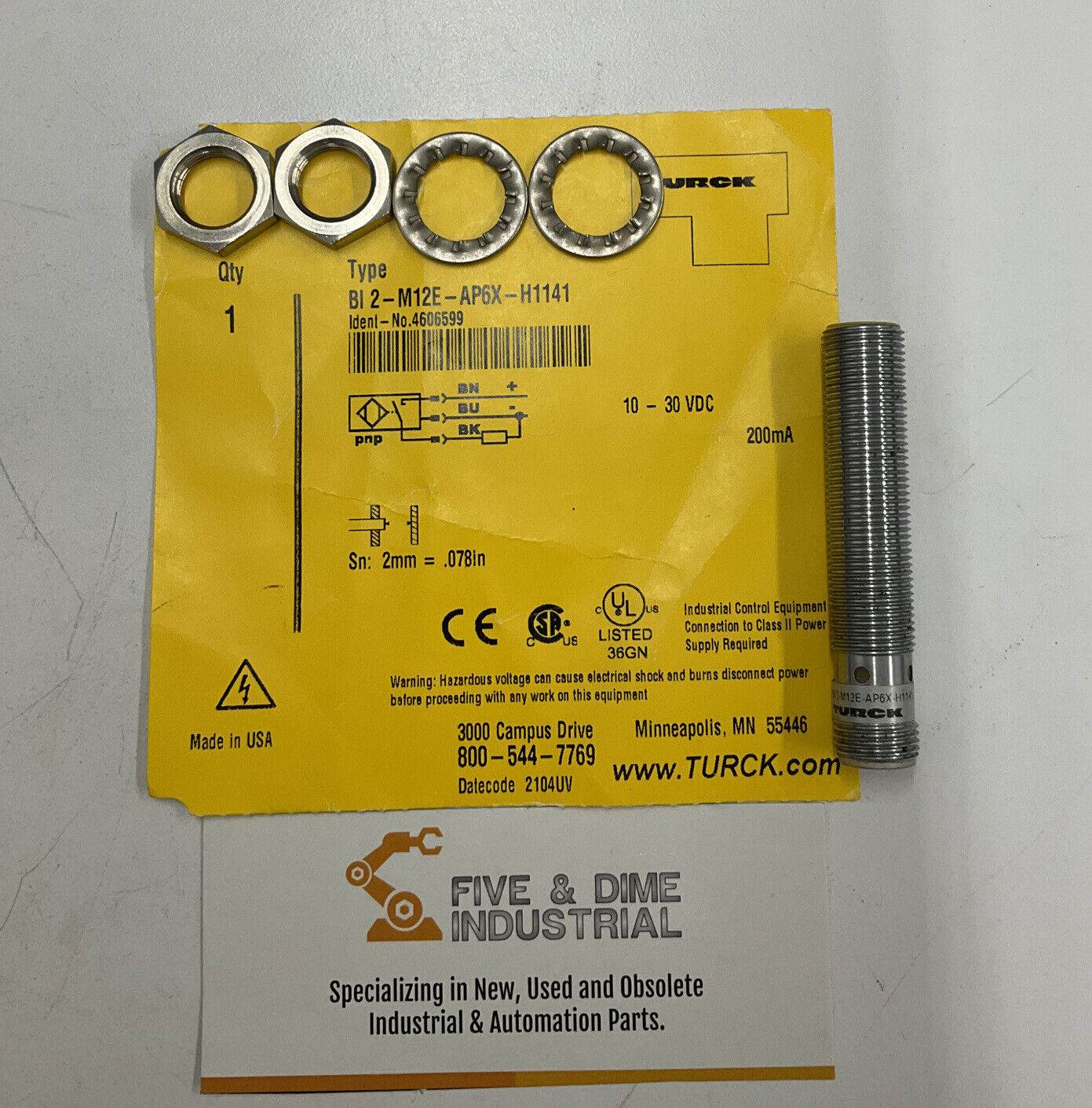 Turck Bi 2-M12E-AP6X-H1141 Inductive Sensor 10-30VDC (BL202)