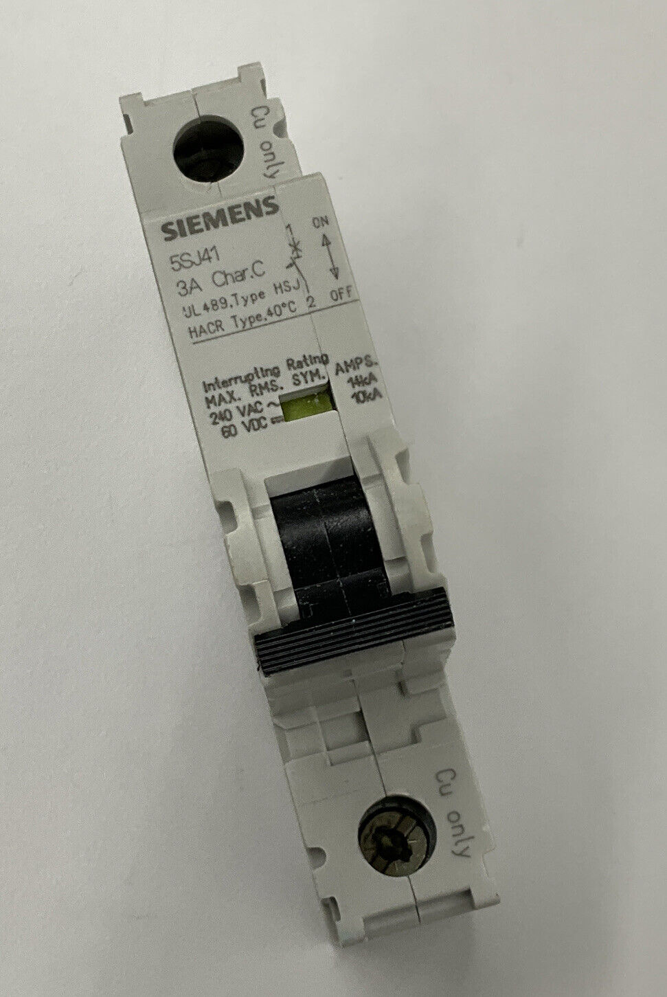 Siemens New 5SJ4103-7HG40 3 Amp Type HSJ Circuit Breaker DIN Mount (RE236)