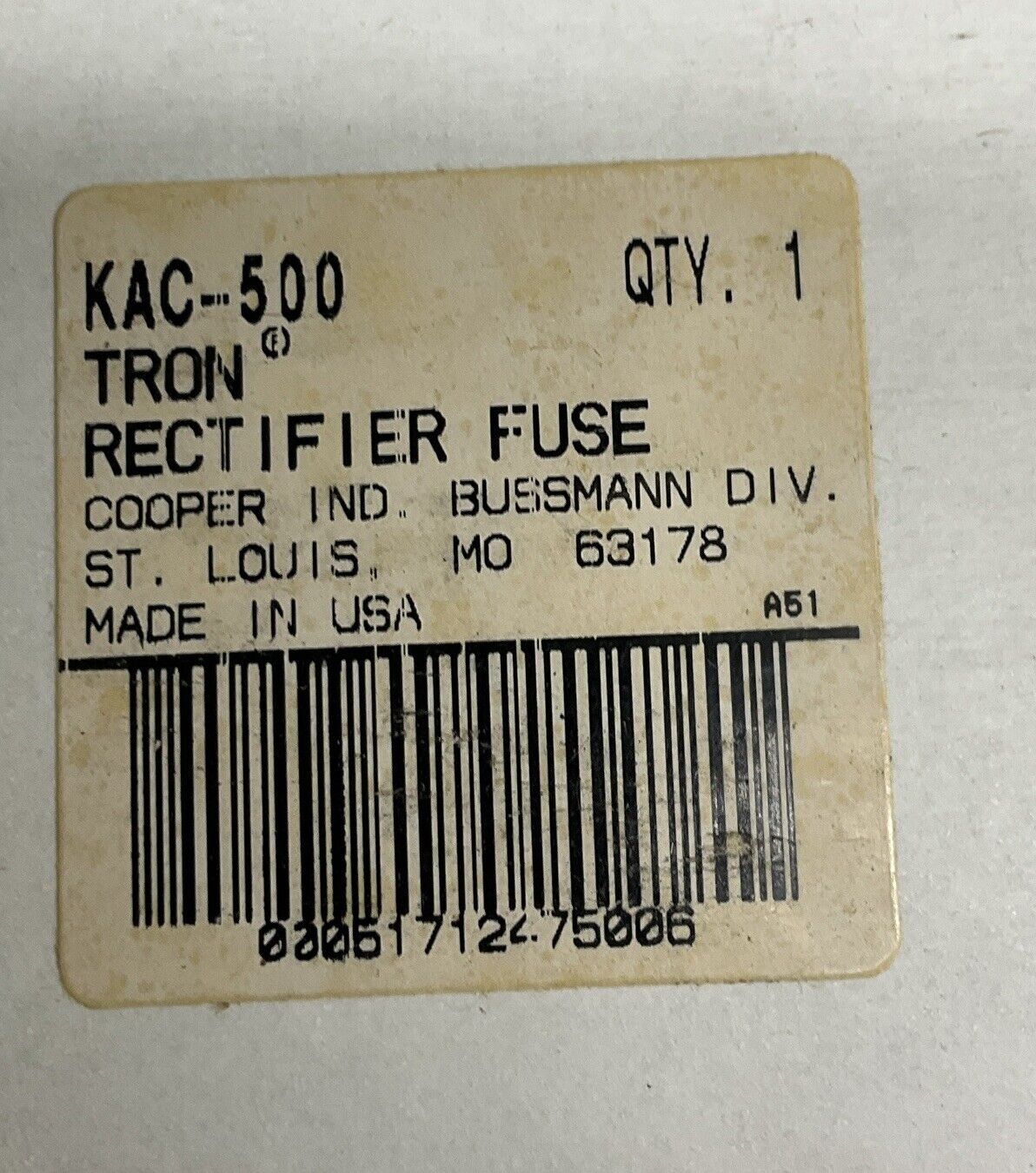 Bussmann Tron Rectifier Fuse kac-500 600V 500 Amps (OV110)