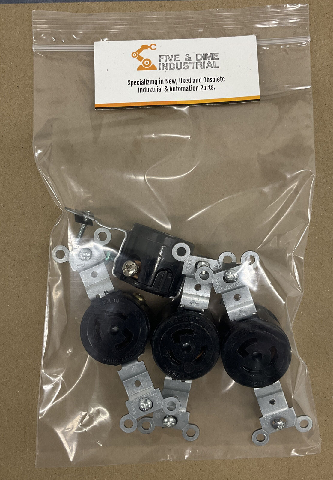 LEVITON W-C-596F 2P Lot of 4  Black Connector 15A 125V (BL210)