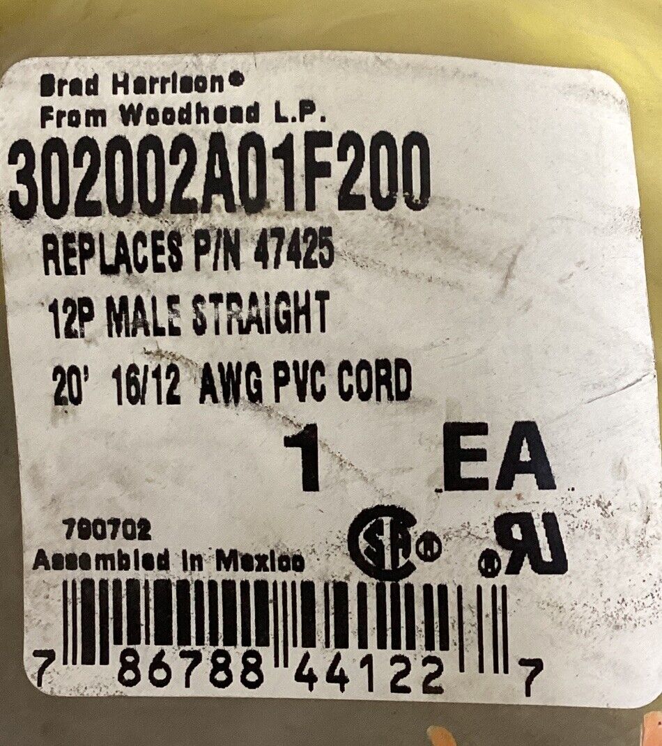 Brad Harrison 302002A01F200 12P Male Straight 20' 16/12 AWG PVC Cord (CBL164)