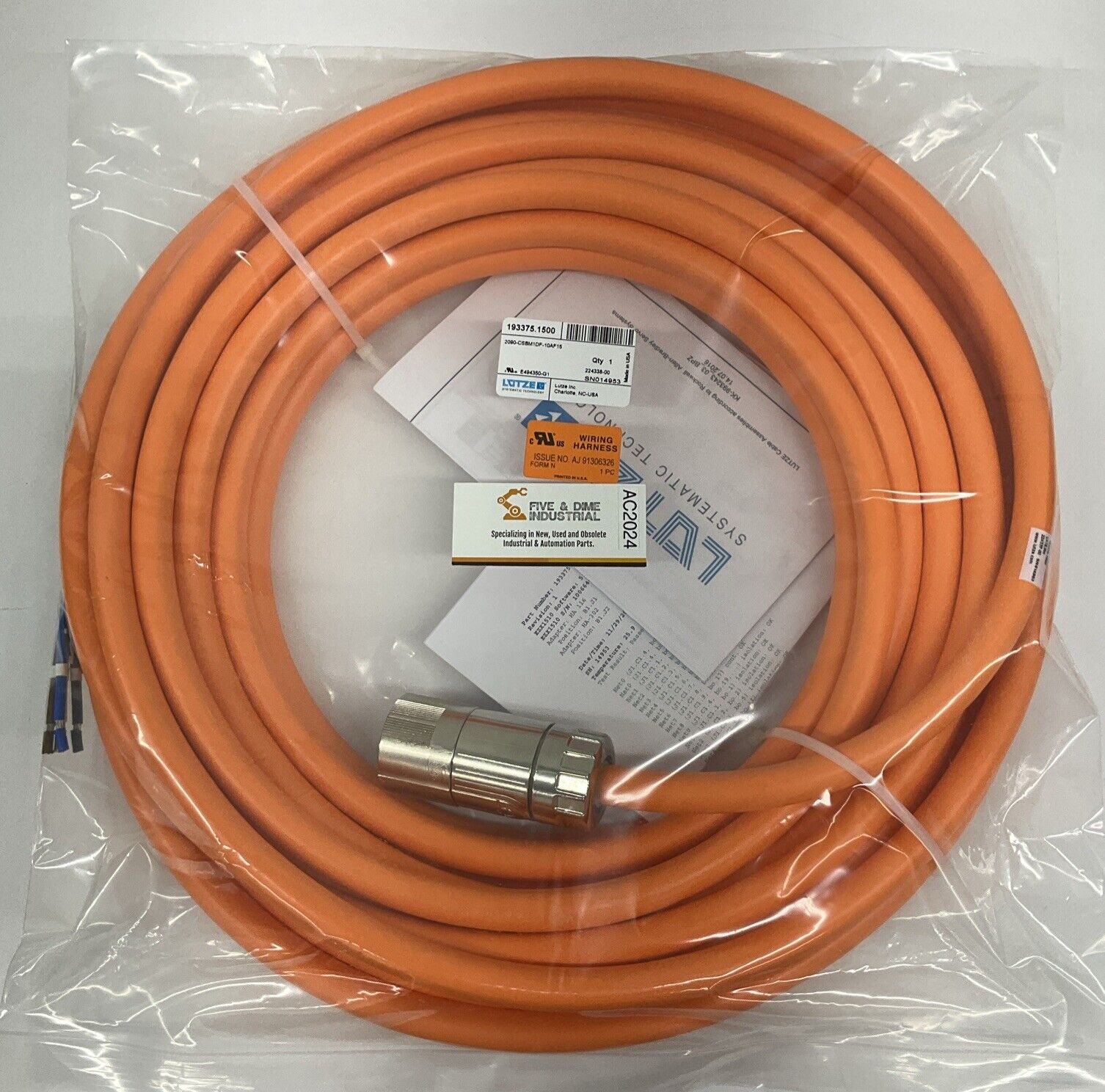 Lutze 193375.1500 Continuous-Flex Power Cable AB 2090-CSBM1DF-10AF15 (OV139)