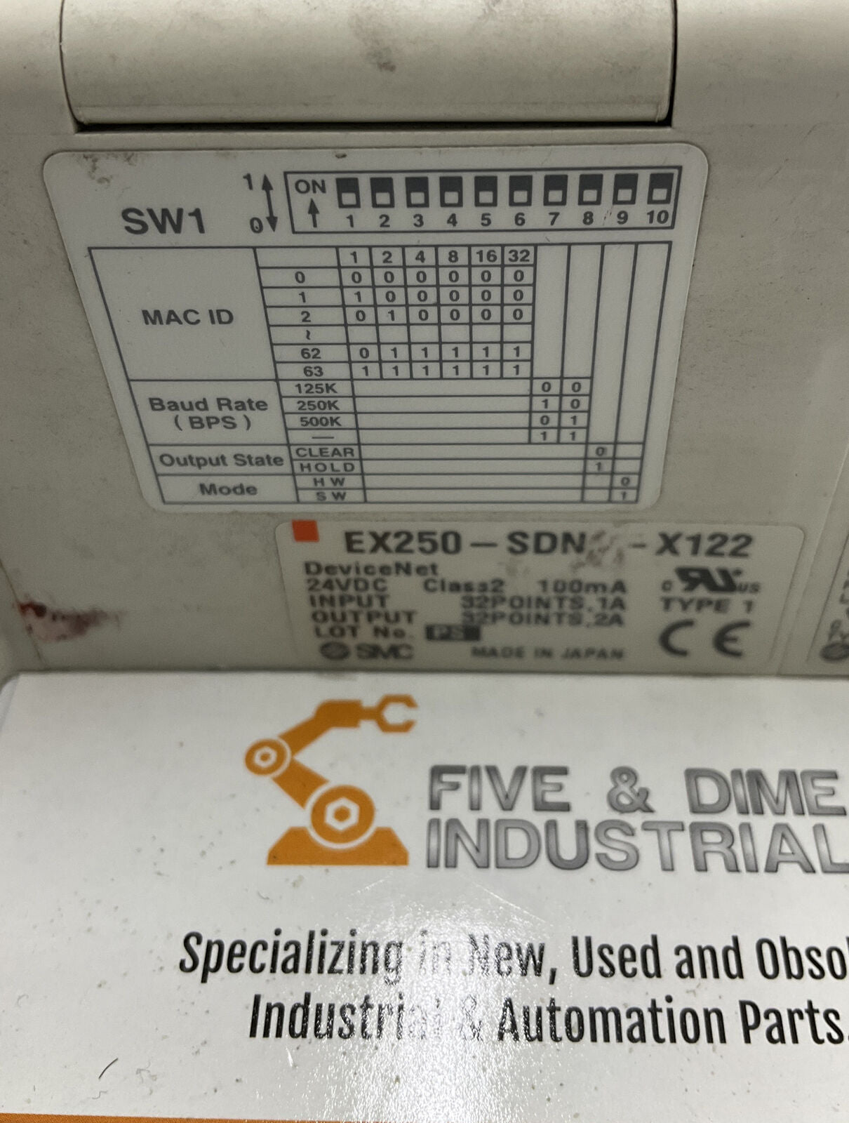 SMC EX250-SDN1-X122 DeviceNet w/ (4) IE2 Input Modules + 8 Various Valves CL276