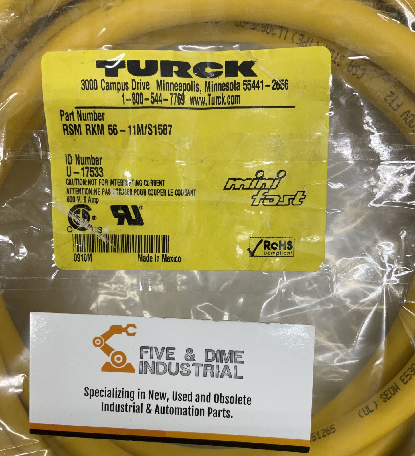 Turck RSM RKM 56-11M/S1587 Mini Fast Cable U-17533 (CBL133)