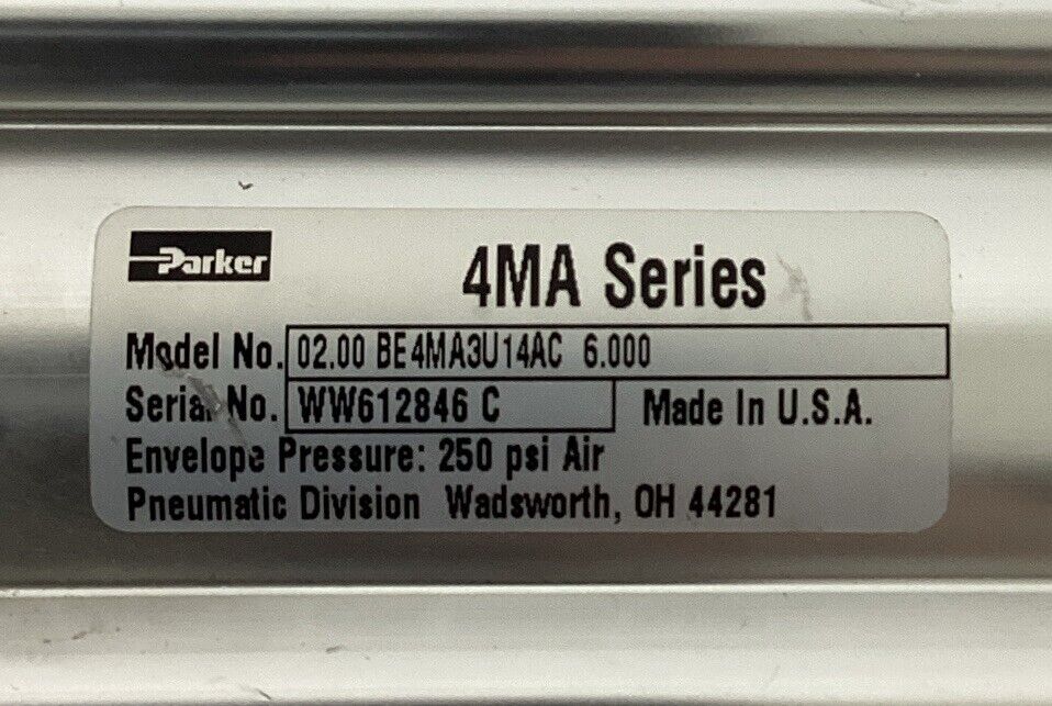 Parker 02.00-BE4MA3U14AC-6.000 Pneumatic Cylinder 2'' Bore , 6'' Stroke (CL394) - 0