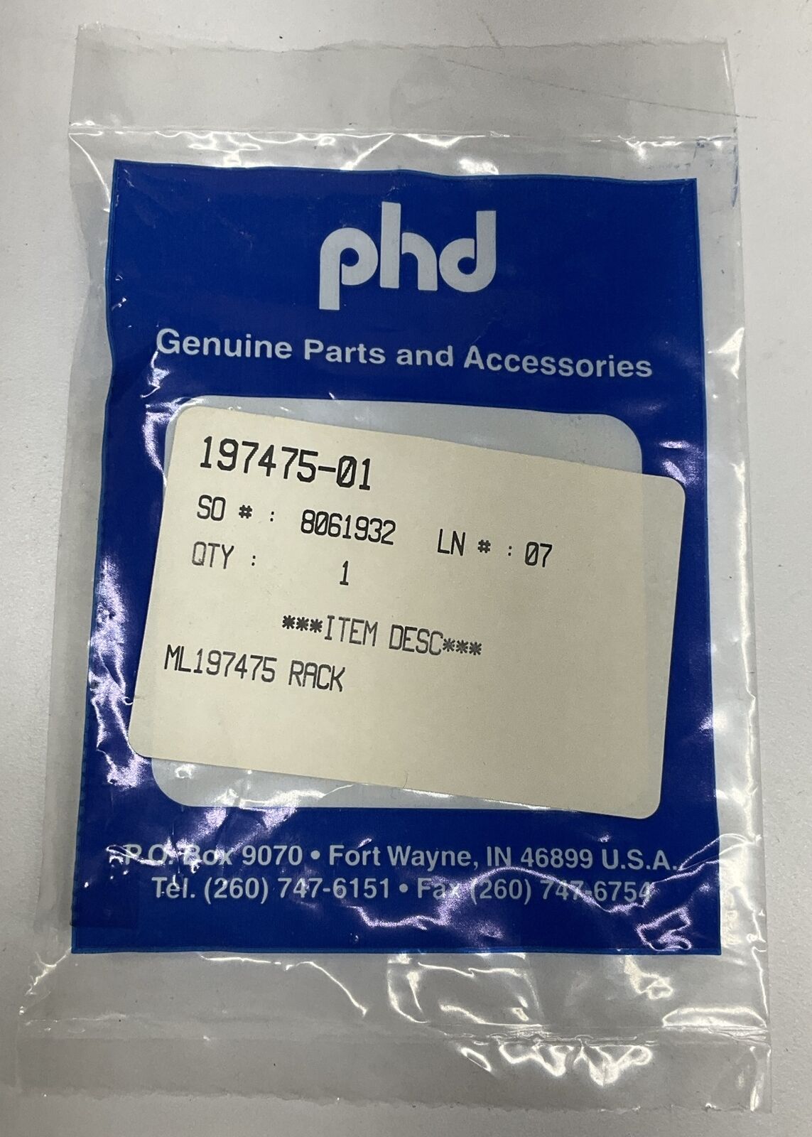 PHD 197475-01 ML197475 Rack (BL238) - 0