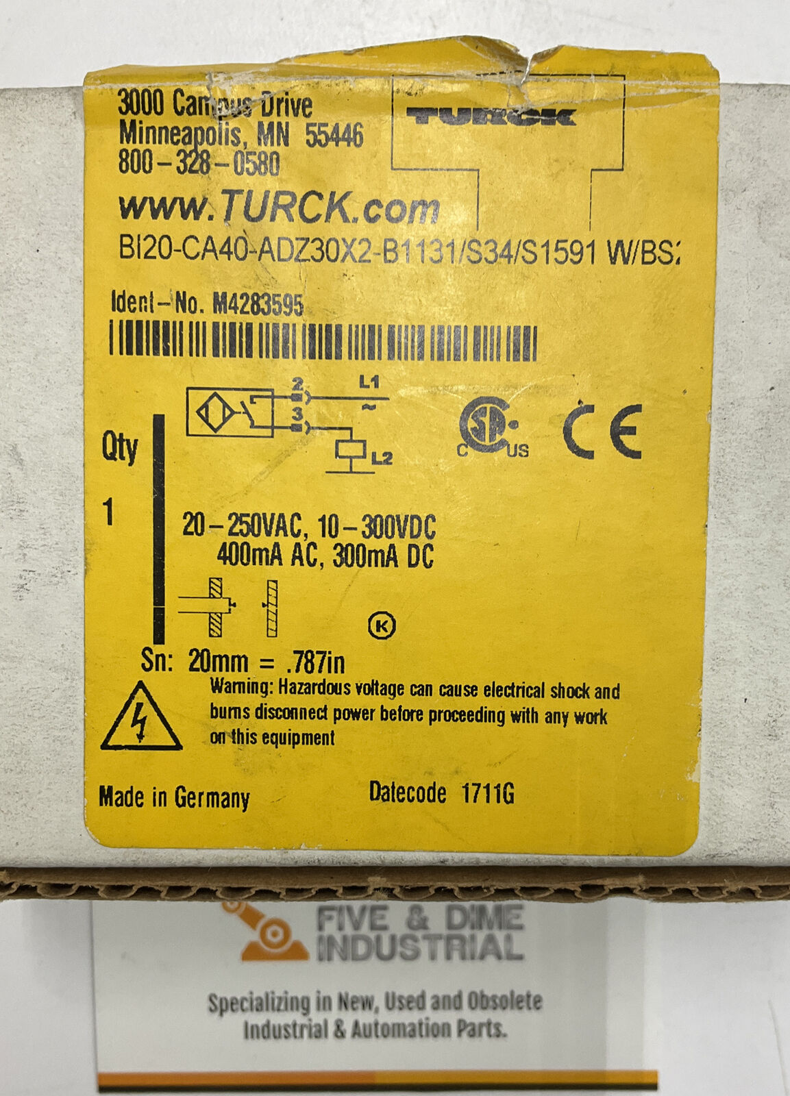 Turck BI20-CA40-ADZ30X2-B1131/S34/S159 Proximity Switch M4283595 (RE123)