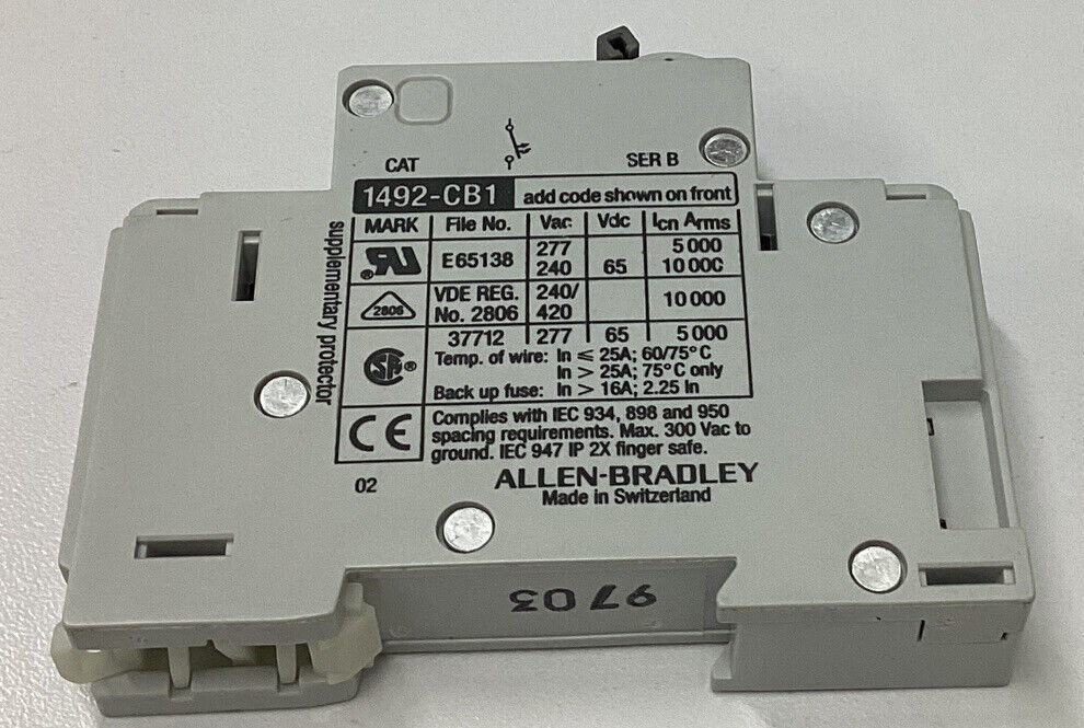 Allen Bradley 1492-CB1G150 New Ser. B DIN Mount Circuit Breaker 15 Amp (CL278)