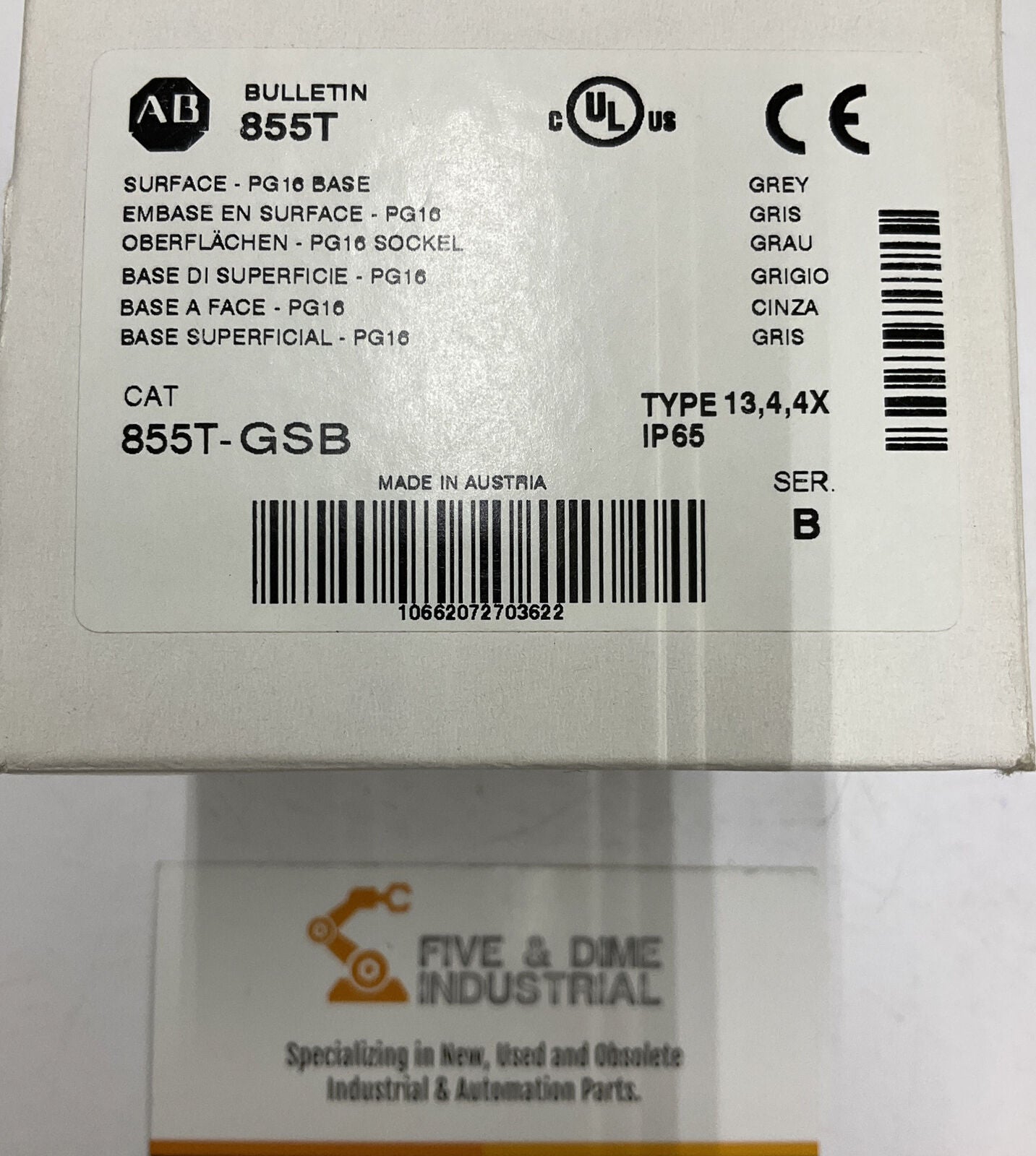 Allen Bradley 855T-GSB Ser. B Stack Light Base (BL147)