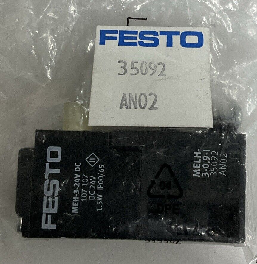 Festo  MEH-3-24V DC / MELH-3-0, 9-1  Solenoid Valve (YE122) - 0