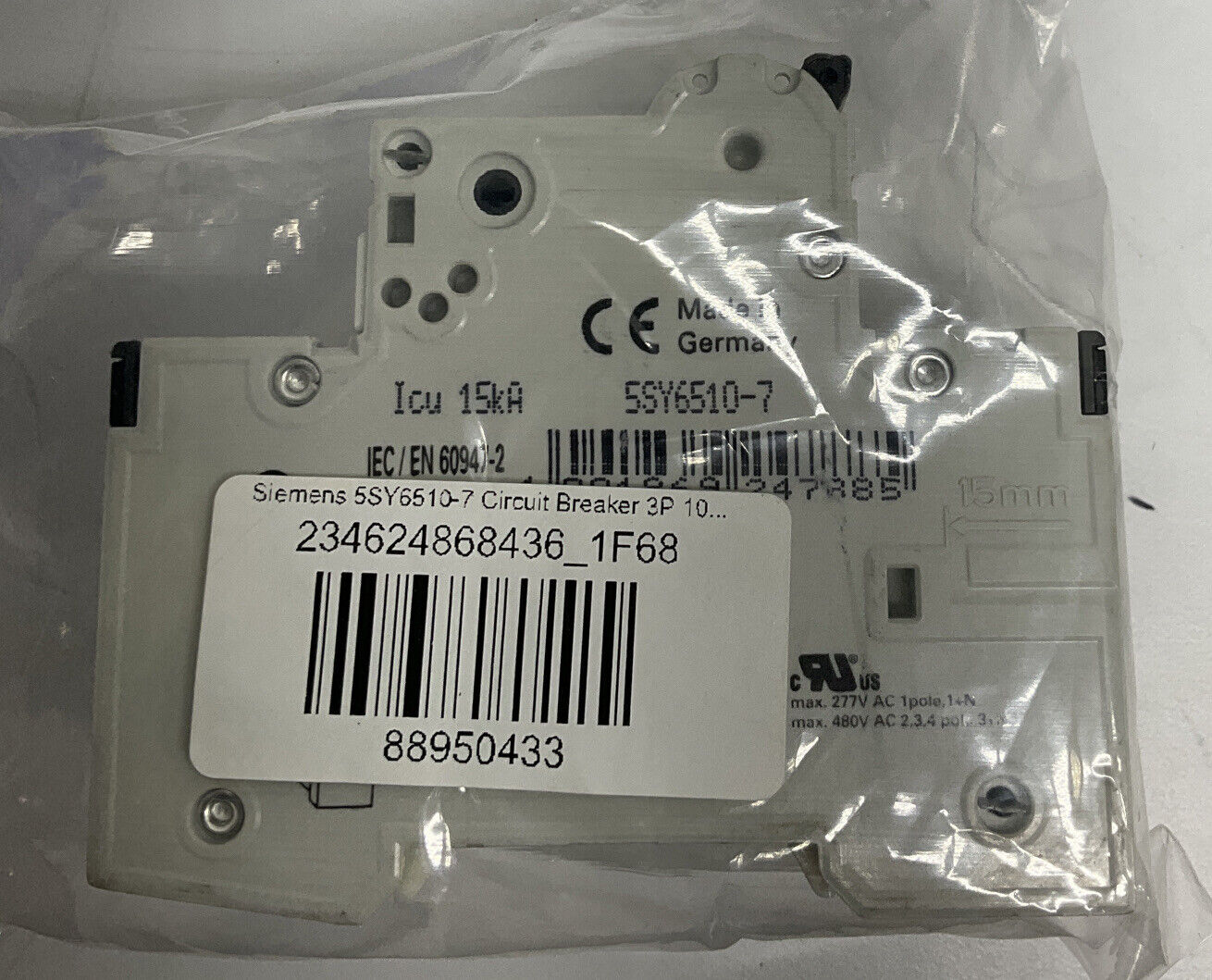 Siemens 5SY6510-7 Circuit Breaker 3P 10A (BL156)