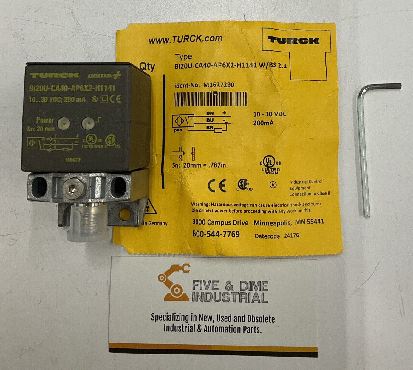 Turck Bi2OU-CA40-AP6X2-H1141 W/BS 2.1 M1627290 Sensor SN 20MM (BL112)