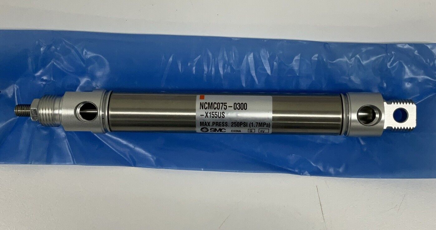 SMC NCMC075-0300-X155US Pneumatic Air Cylinder 3/4" Bore, 3" Stroke (BK157)