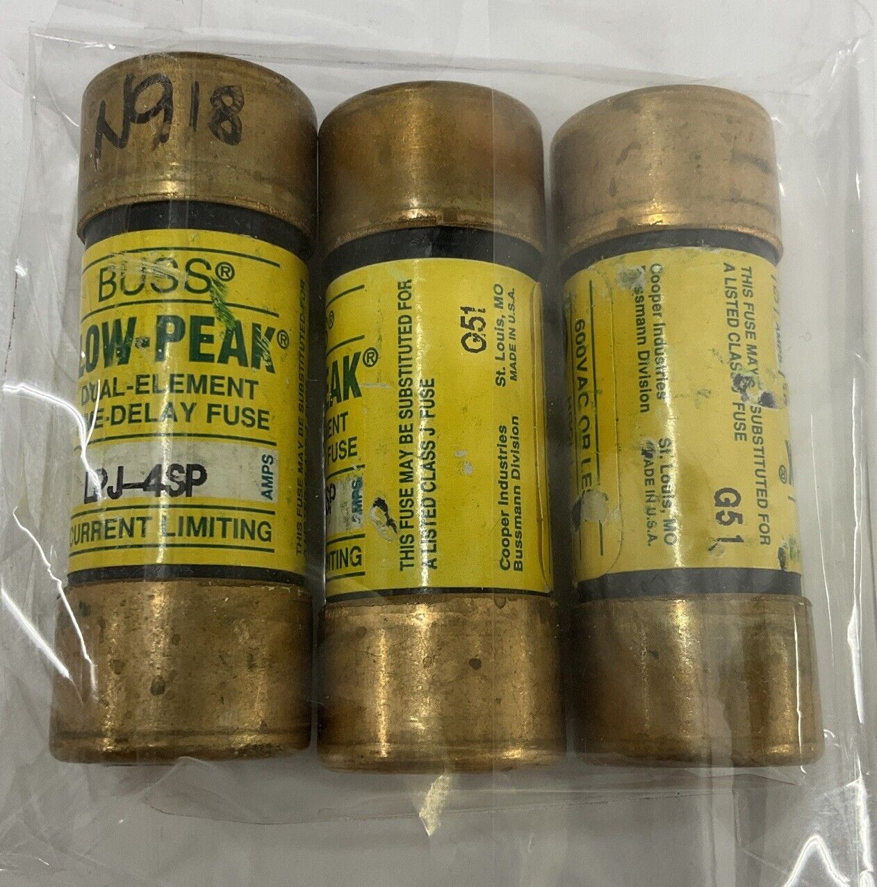 Bussmann Buss LPJ-4SP Lot of 3 Dual Element 4-Amp Fuses (RE245) - 0