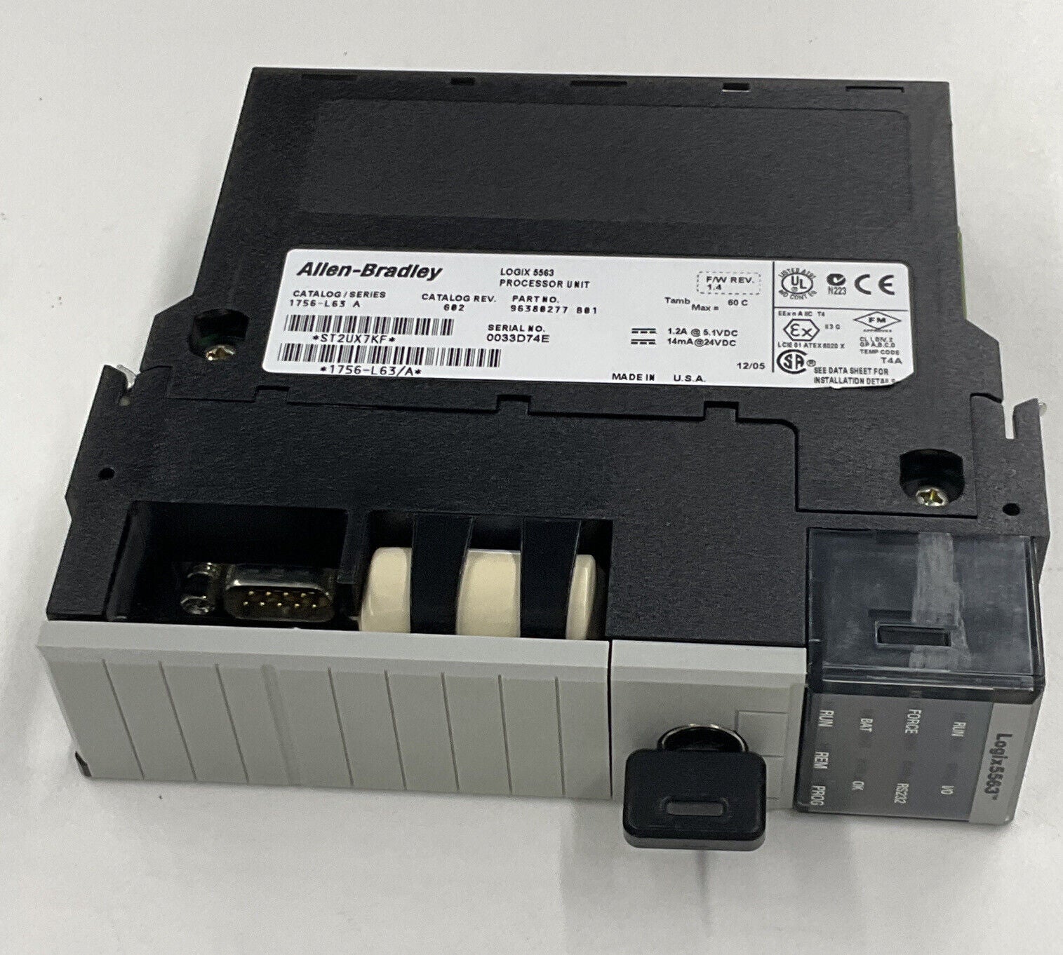 Allen Bradley 1756-L63 Ser. A ControlLogix PLC Processor 5563 FW Rev 1.4 (CL260)