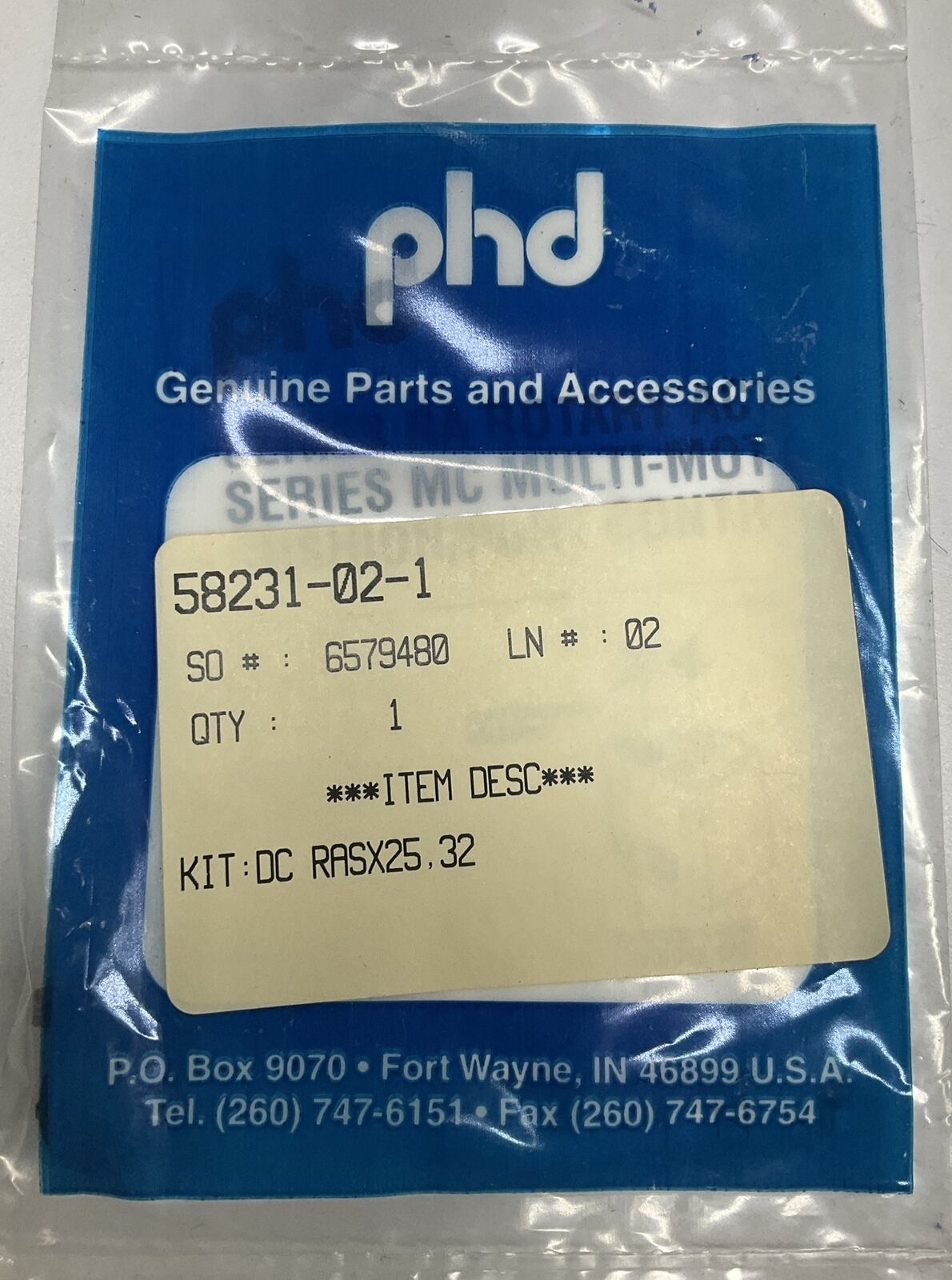 PHD 58231-02-1 RASX25.32 Kit (CL365) - 0