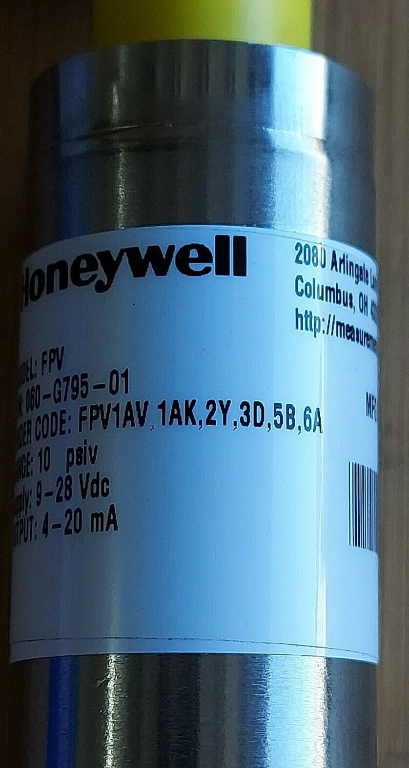 Honeywell FPV 060-G795-01 PRESSURE TRANSDUCER  New w/ Calibration Record (BK116)