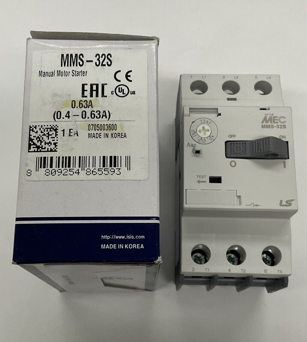 LS MMS-32S / MMS-32S-0.63A Manual Motor Starter 0.4-063A NEW (BK165) - 0