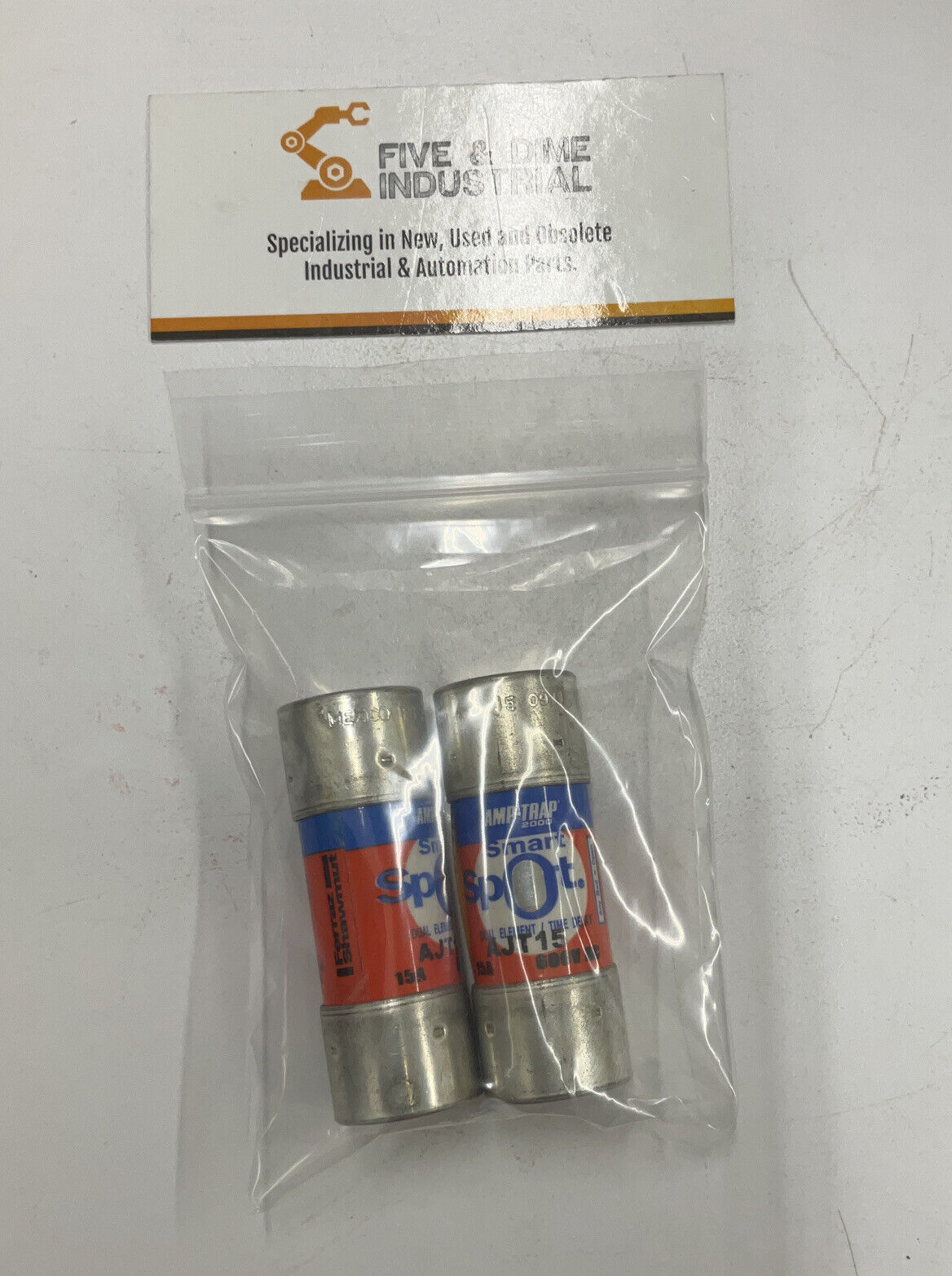 Ferraz Shamut Amp-Trap Lot of 2 AJT-15 15A 600V Fuses (CL176)