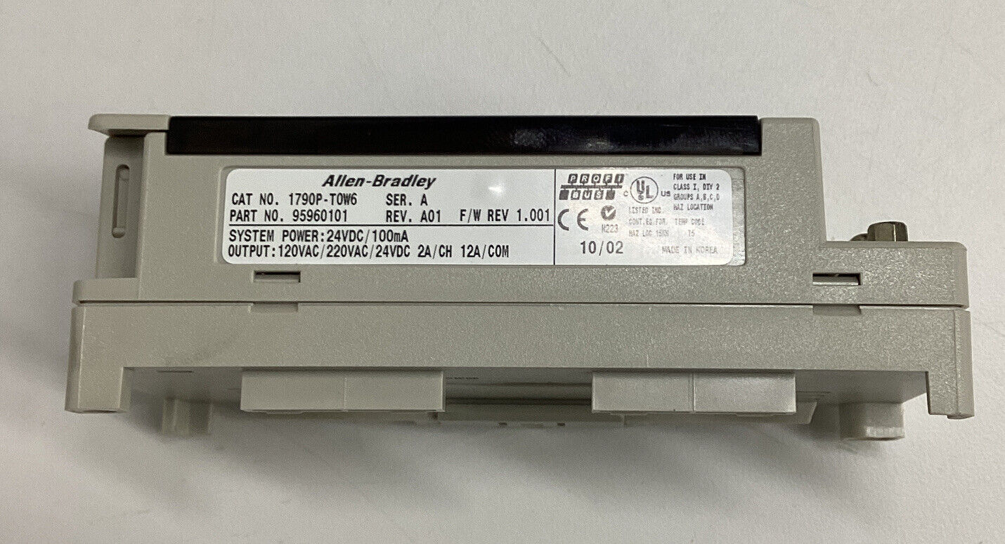 Allen Bradley 1790-T0W6 Ser. A New 6-Relay Compact Block Module 95960101 (RE185)