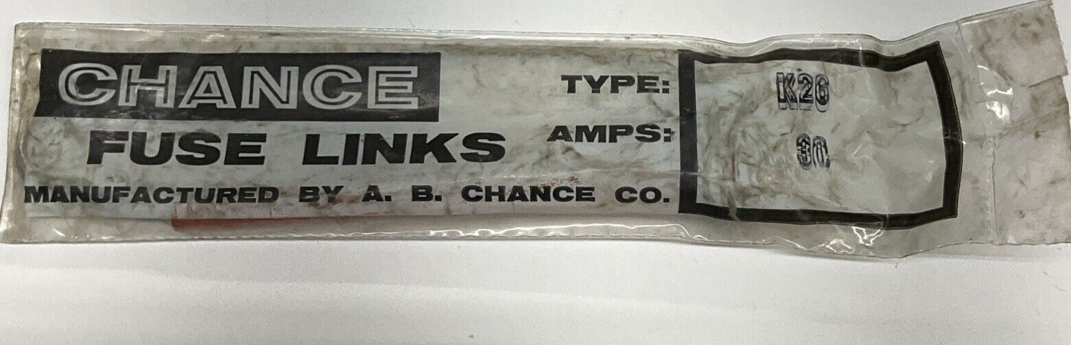 Chance Fuse Links K26-30 Type K26, 30 Amps (YE160) - 0