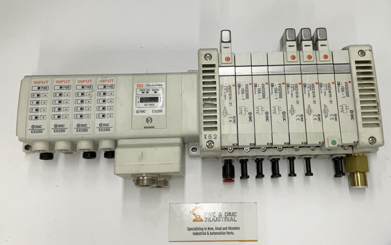 SMC EX250-SDN1-X122 DeviceNet w/ (4) IE2 Input Modules + 8 Various Valves CL288