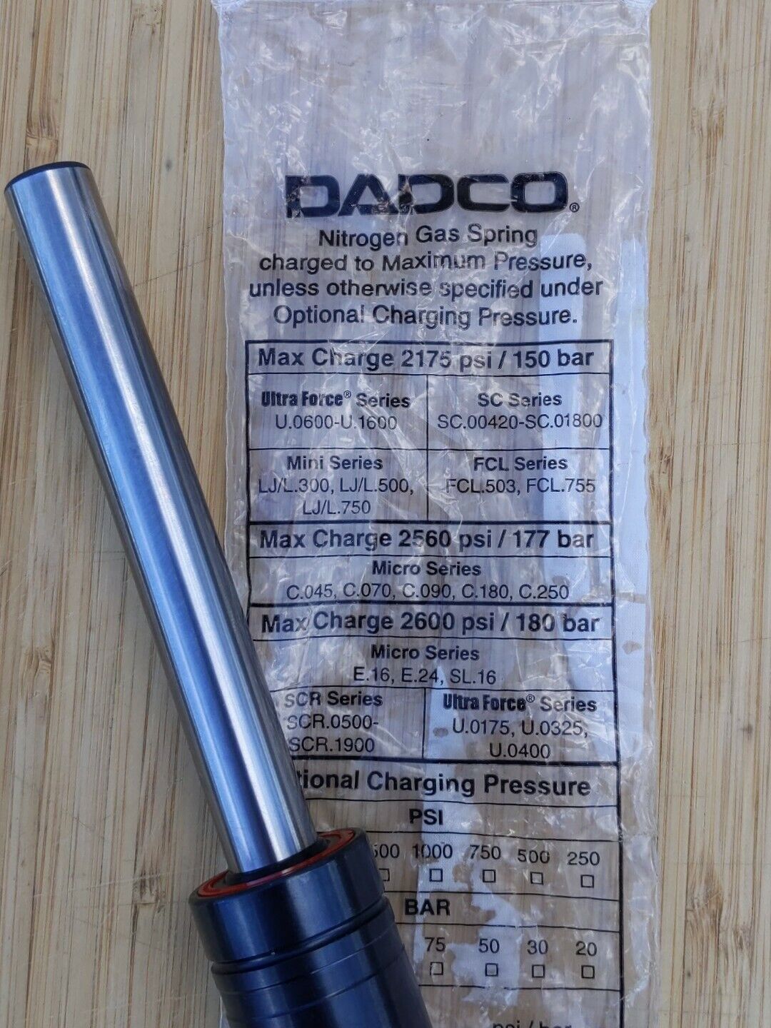 Dadco Nitrogen Gas Spring U.0400.125.T0 New  32mm 2600 PSI  (GR118)