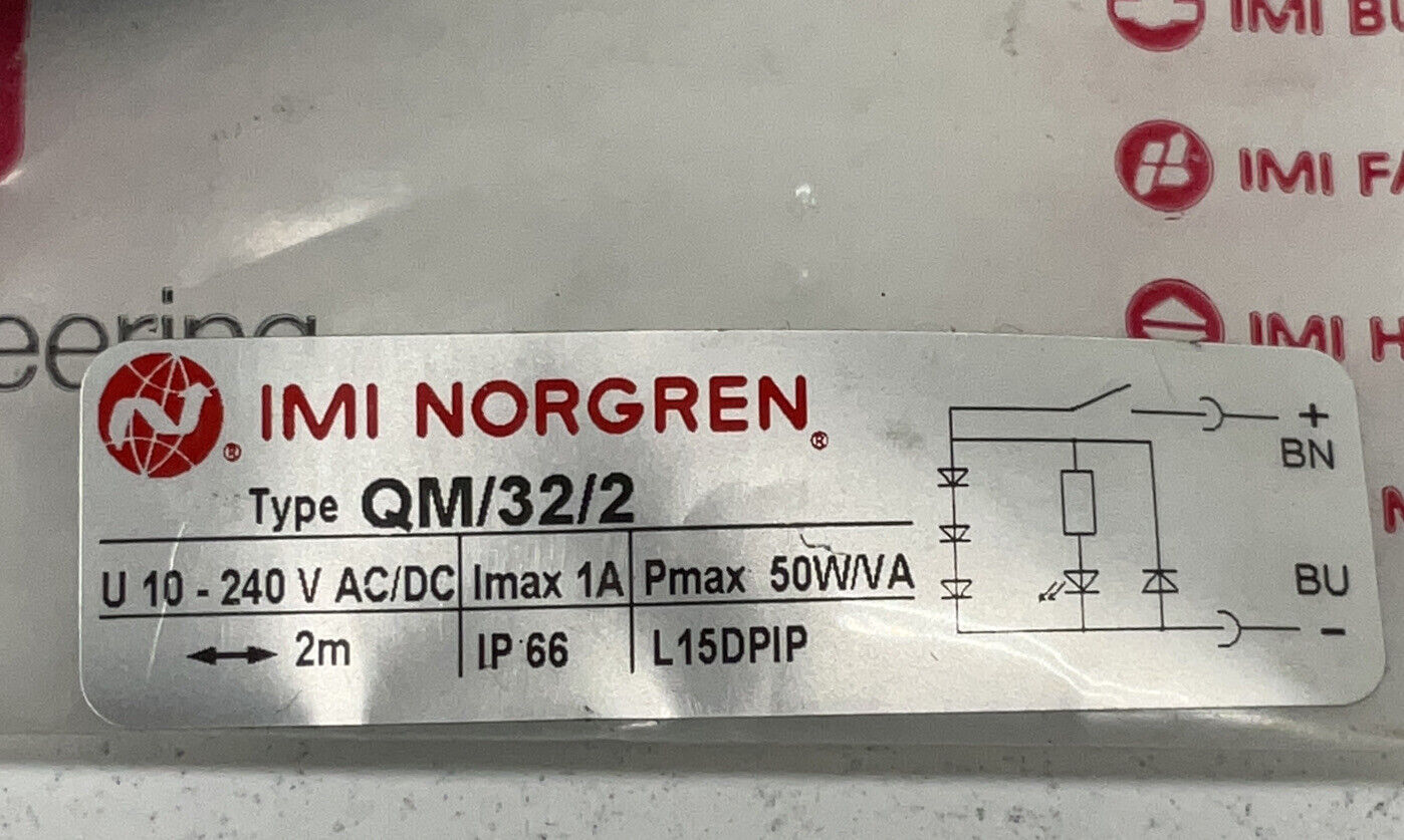 IMI Norgren QM 32 2 Reed Switch 10 240 Volts AC DC 50W VA  2 Meters (RE219)