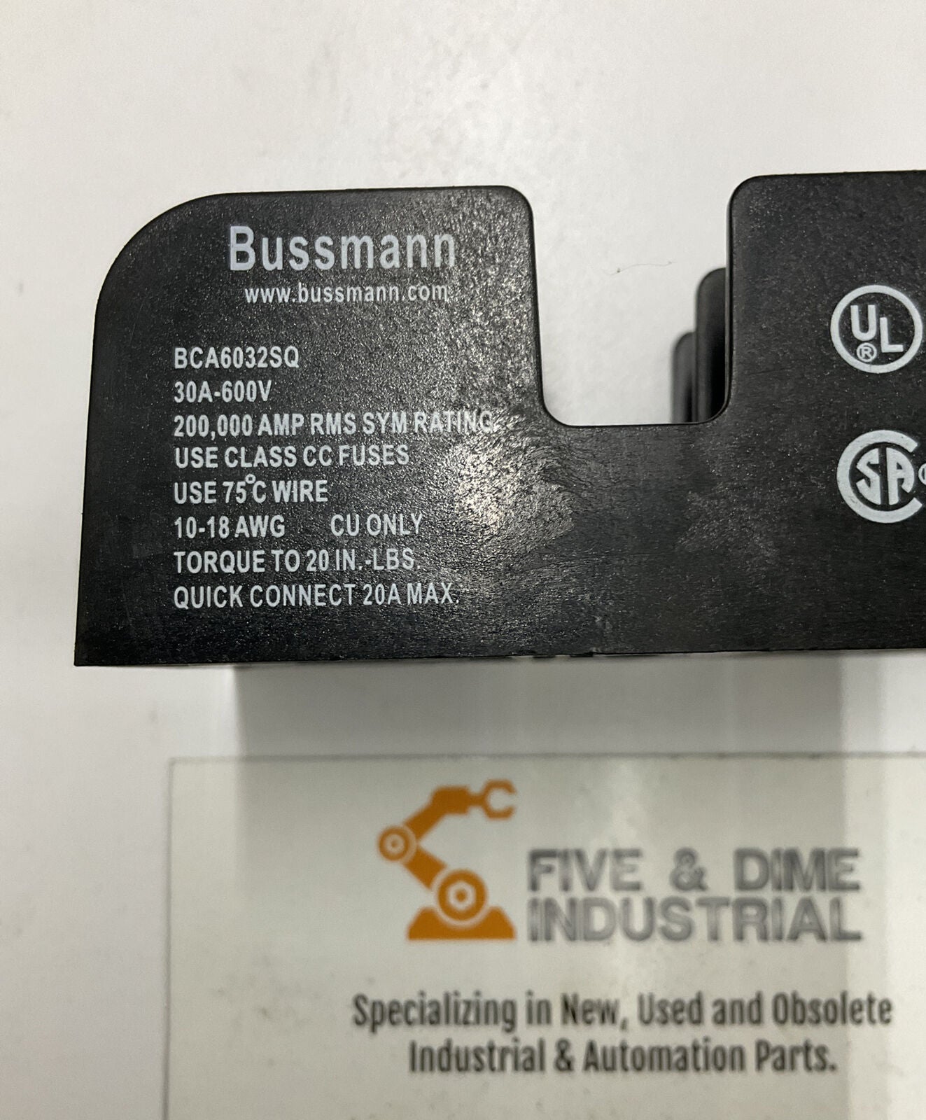 Bussmann BCA6032SQ Lot of (3) 2-Pole Fuse Holder 30A 600V (CL283)