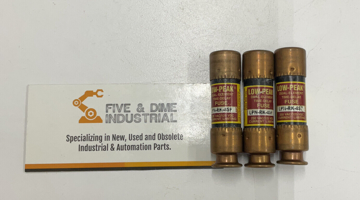 Bussmann Low Peak LPN RK-4SP Lot of 3  New Fuses 4A 250VAC (RE109)