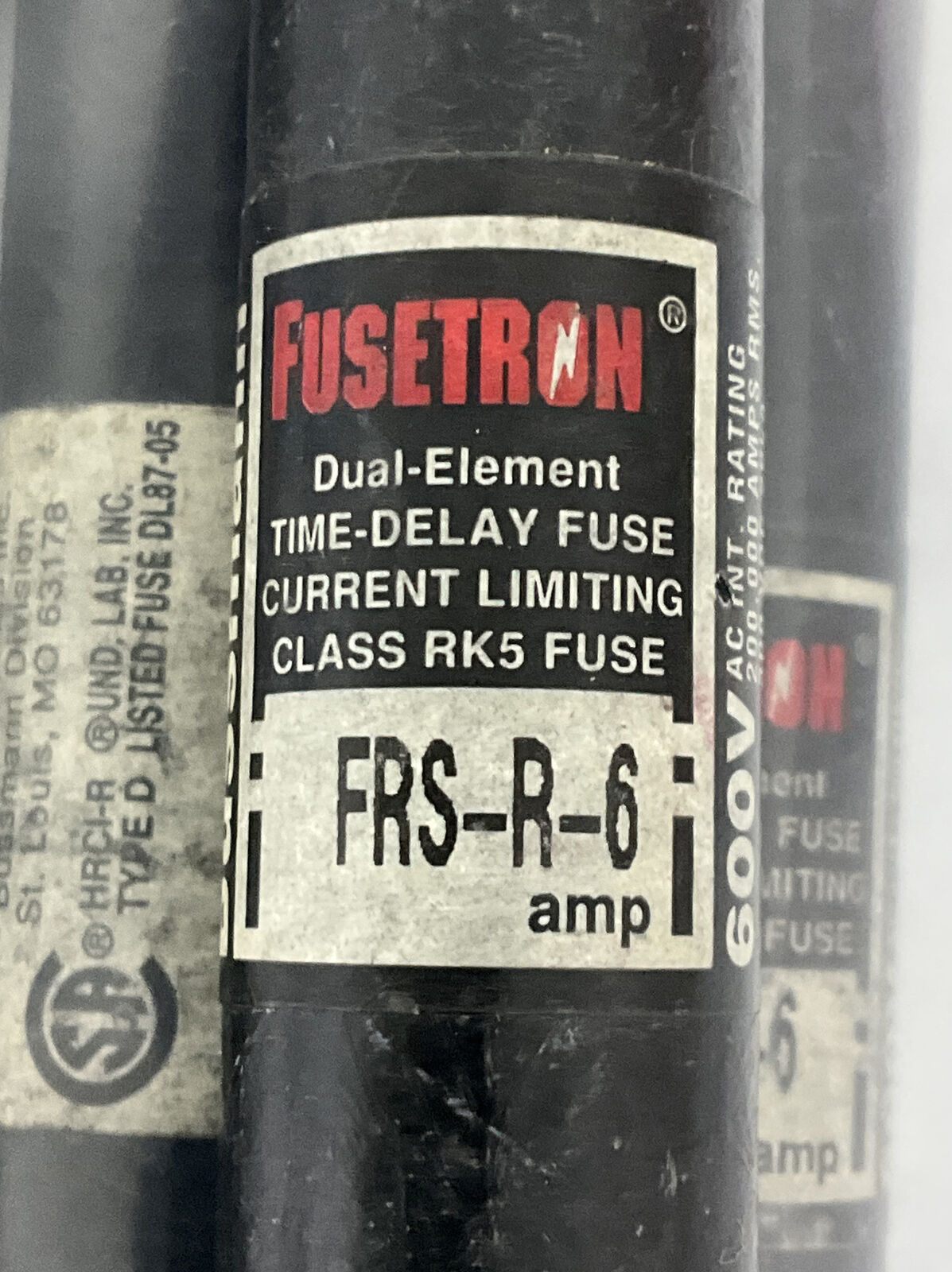 Bussmann Fusetron FRS-R-6 Lot of (5) Dual Element Time Delay 6 Amp Fuses (BL243)