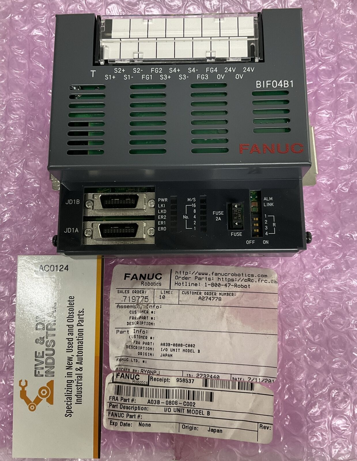 Fanuc A03B-0808-C002 New I/O Module BIF04B1 Model B (RE214)