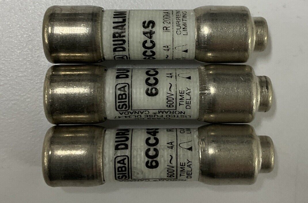 SIBA 6CC4S Box of 3 600V  4 Amp Duralim Fuses (CL190)