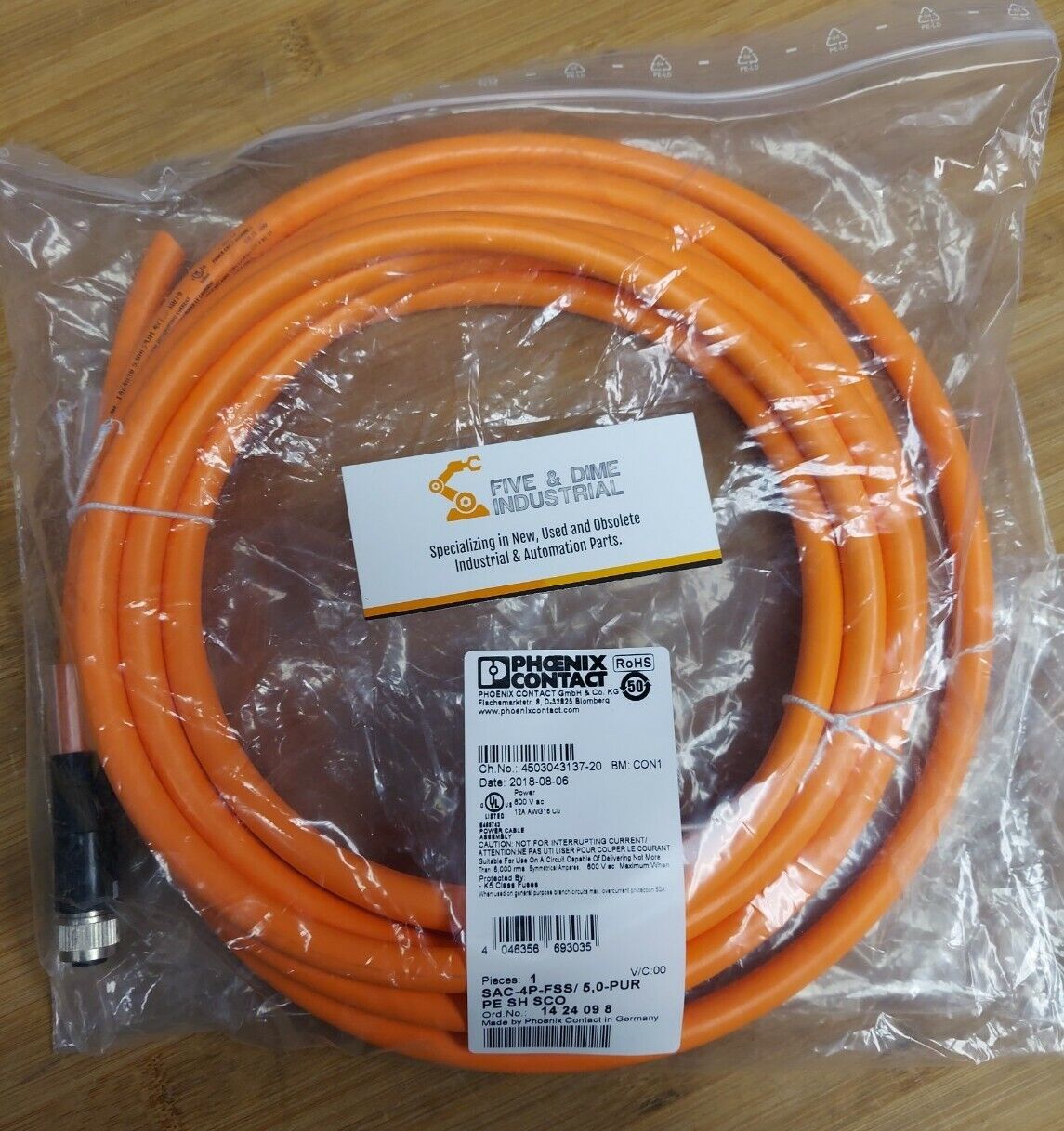 PHOENIX CONTACT SAC-4P-FSS/5.0-PUR PE SH SCO New Power Cable (CBL103)