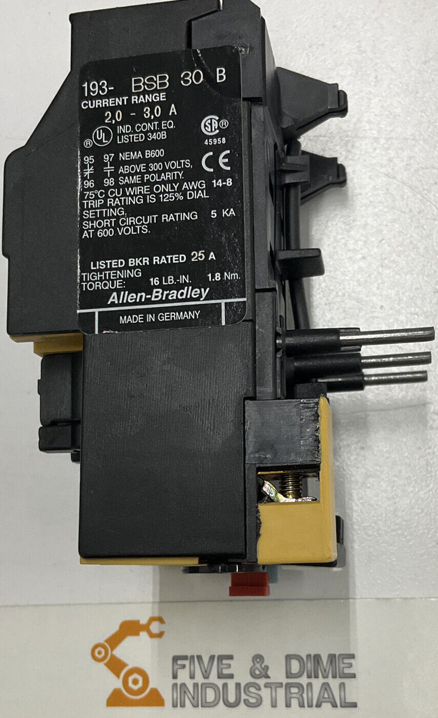 Allen Bradley 193-BSB30 Ser. B Overload Relay 2.0-3.0A w/ 193-BPM1 600V (BL200)