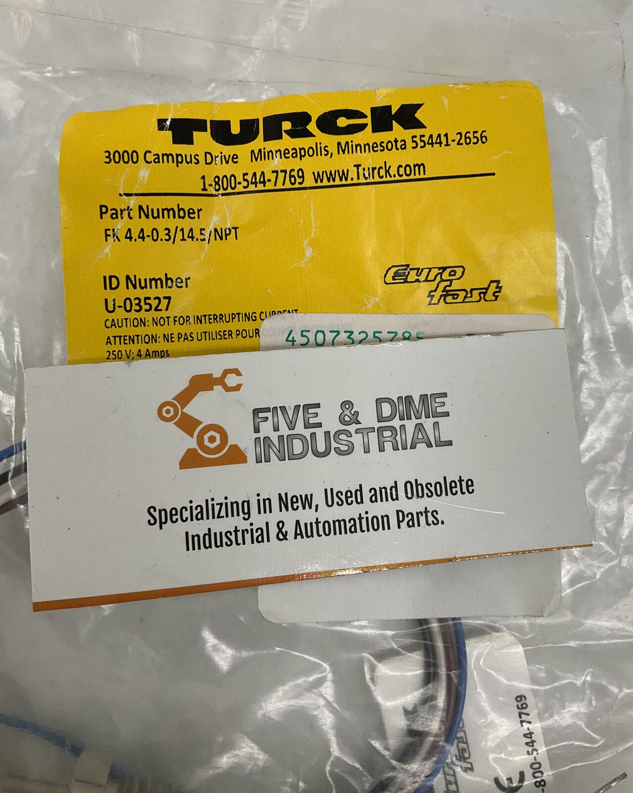 Turck 4-wire Receptacle 3M Harness FK 4.4-0.3/14.5/NPT  (YE111)